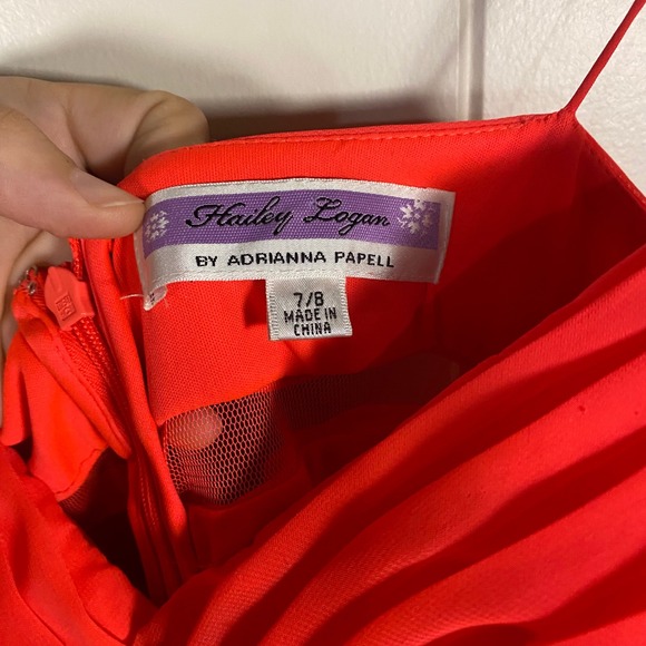 Hailey Logan Adrianna Papell Neon Homecoming Dress Size 7/8 Ruched Chiffon - Picture 7 of 15